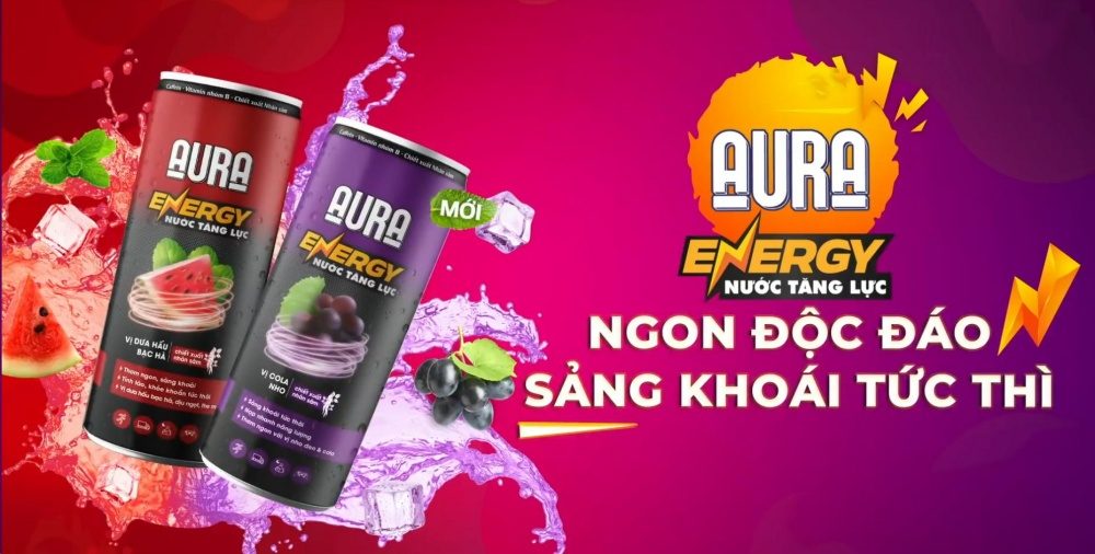 AURA ENERGY –  VỊ COLA NHO & DƯA HẤU BẠC HÀ MỚI